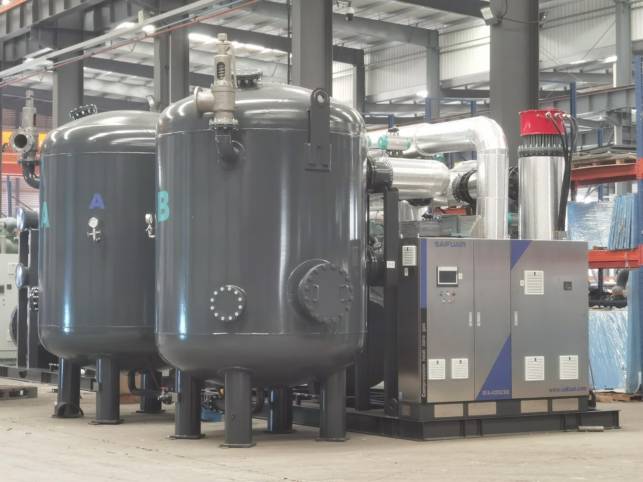 赛弗尔420立方零耗气压缩热吸干机生产过程曝光！